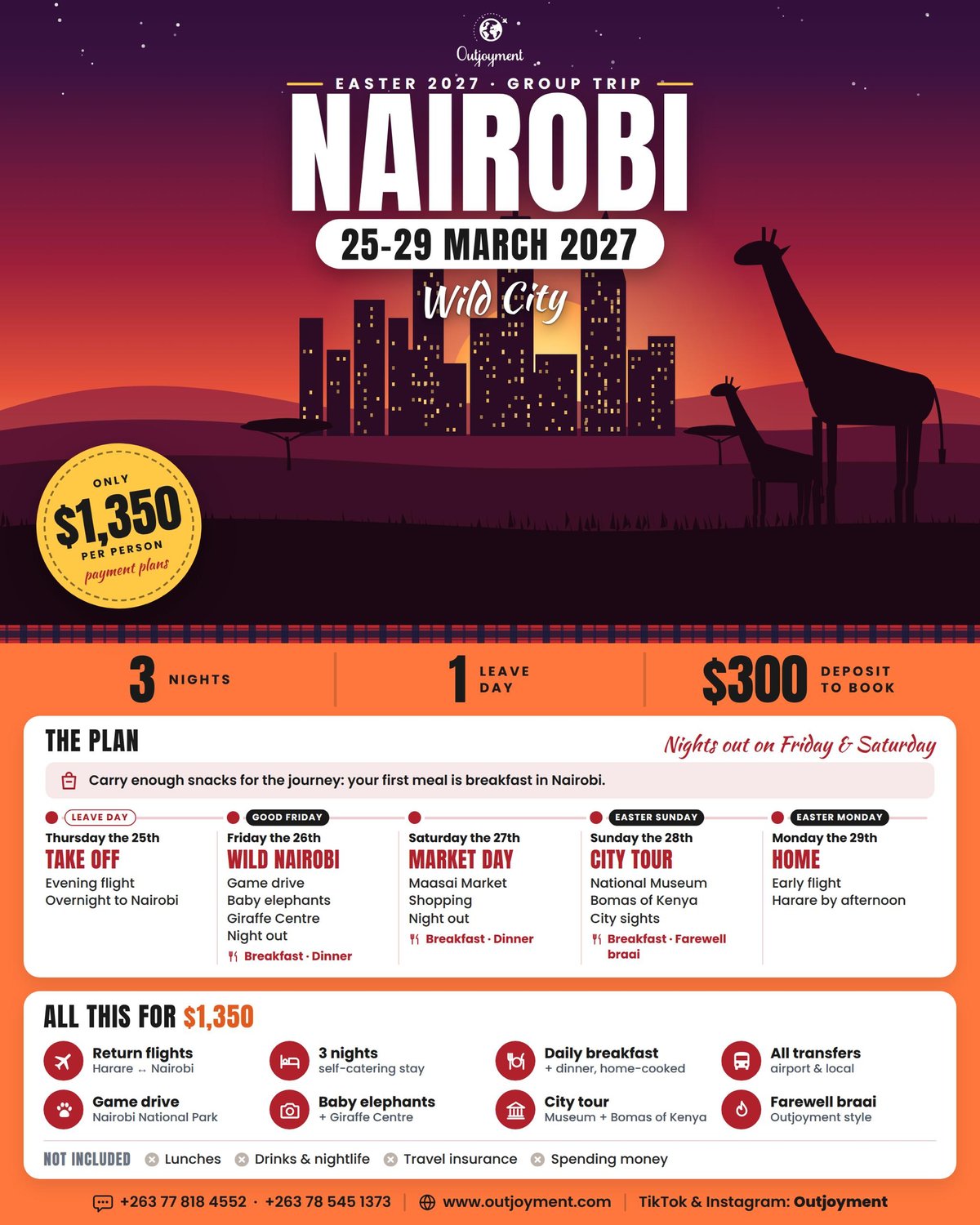Nairobi, Kenya &mdash; official Outjoyment poster, 25 to 29 March 2027, $1,350 per person